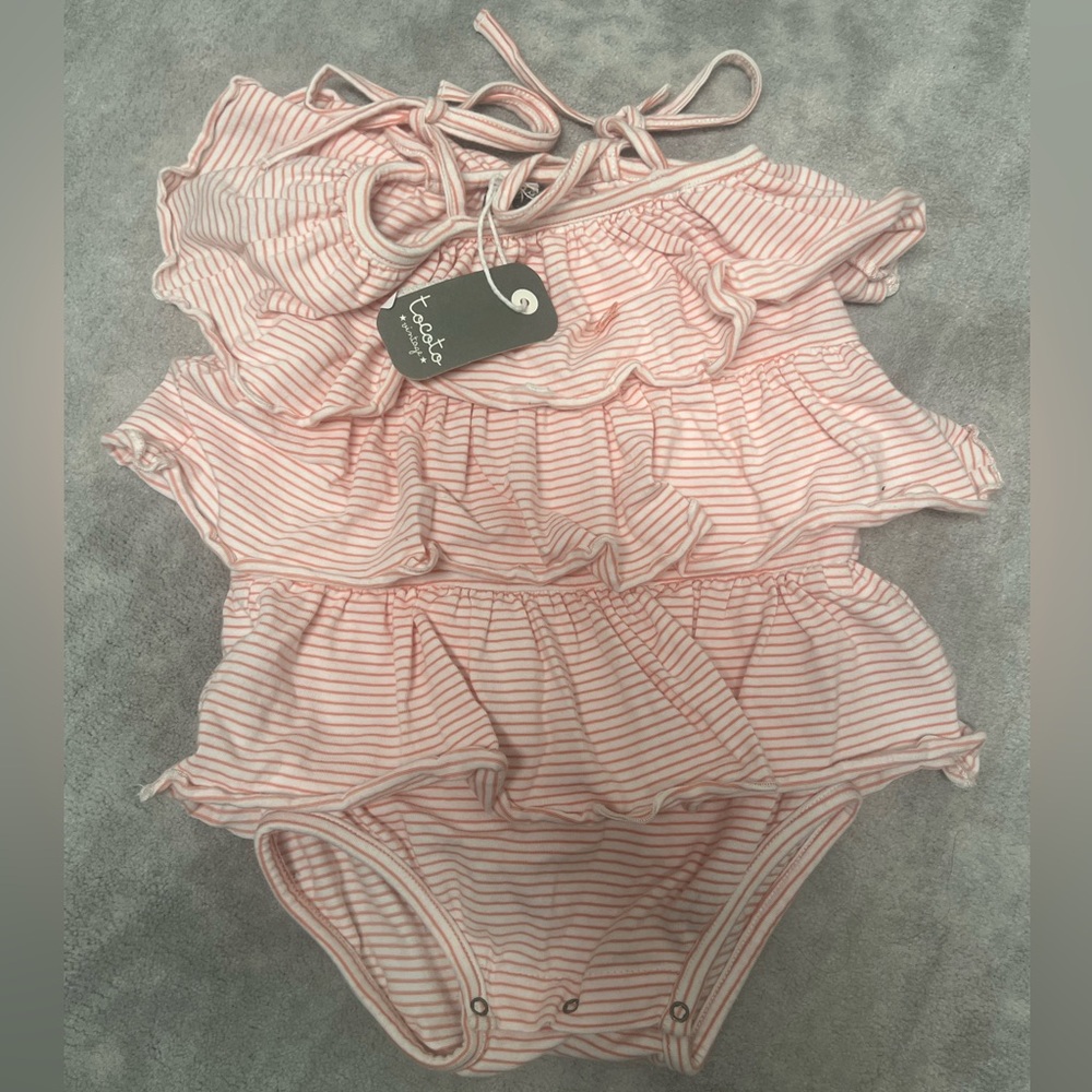 Tocoto Vintage pinstripe girls romper
